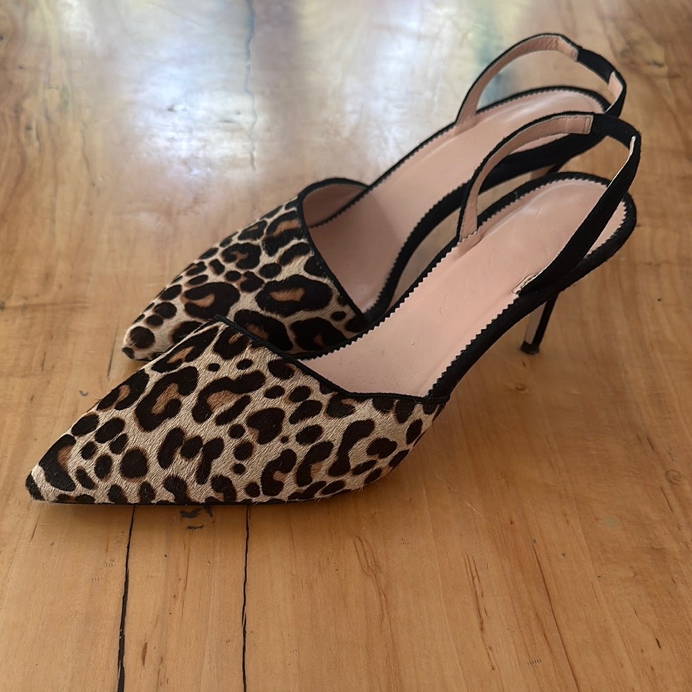 J Crew Leopard Print Slingback Heels